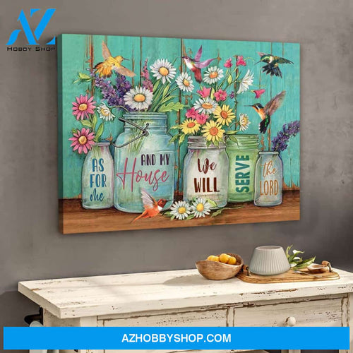 Hummingbird We Will Serve The Lord Canvas Wall Art