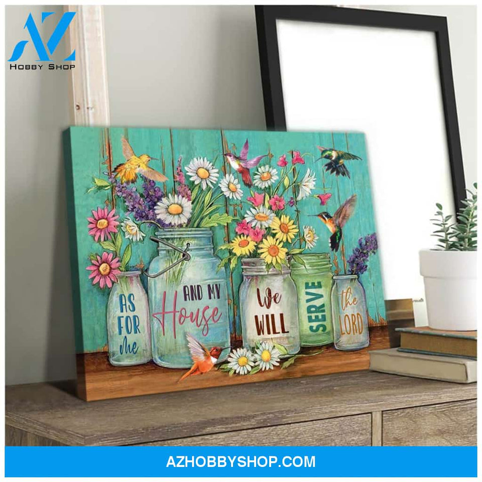 Hummingbird We Will Serve The Lord Canvas Wall Art