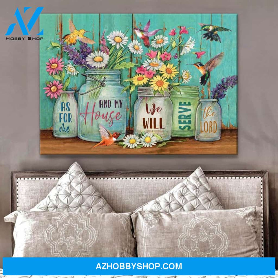 Hummingbird We Will Serve The Lord Canvas Wall Art