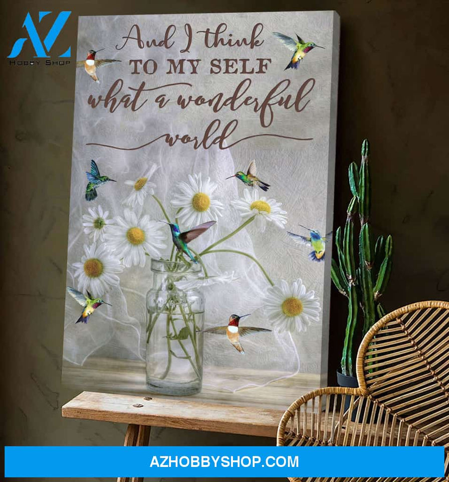 Hummingbird What A Wonderful World Canvas Wall Art