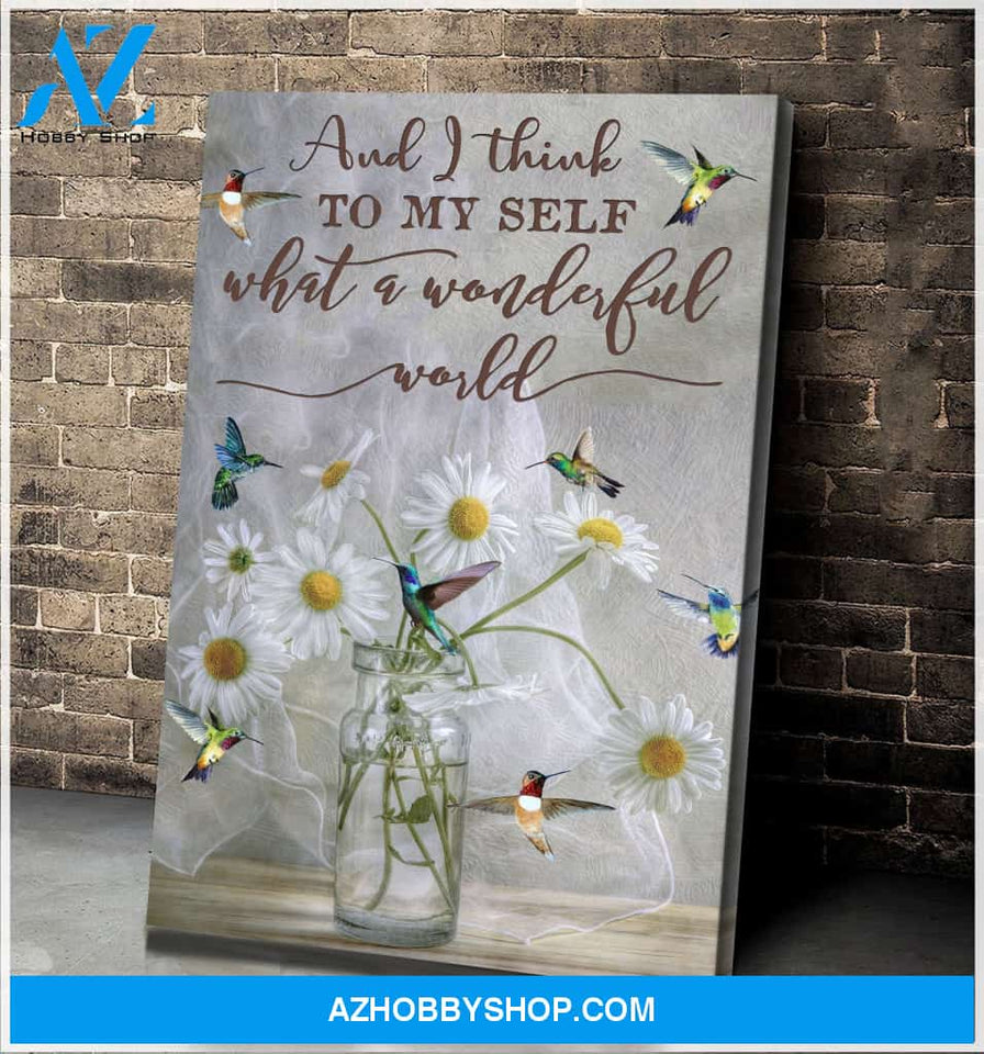 Hummingbird What A Wonderful World Canvas Wall Art