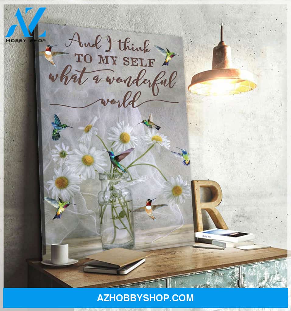 Hummingbird What A Wonderful World Canvas Wall Art