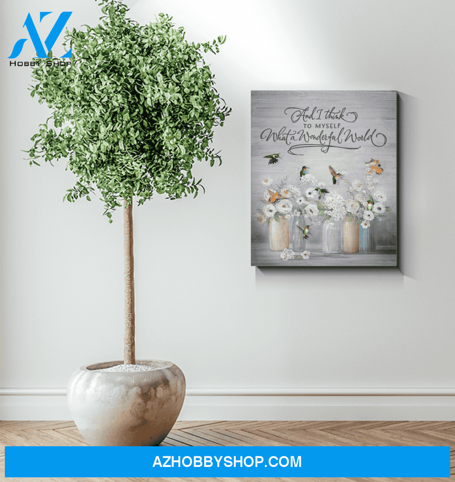 Hummingbird What A Wonderful World Canvas Wall Art