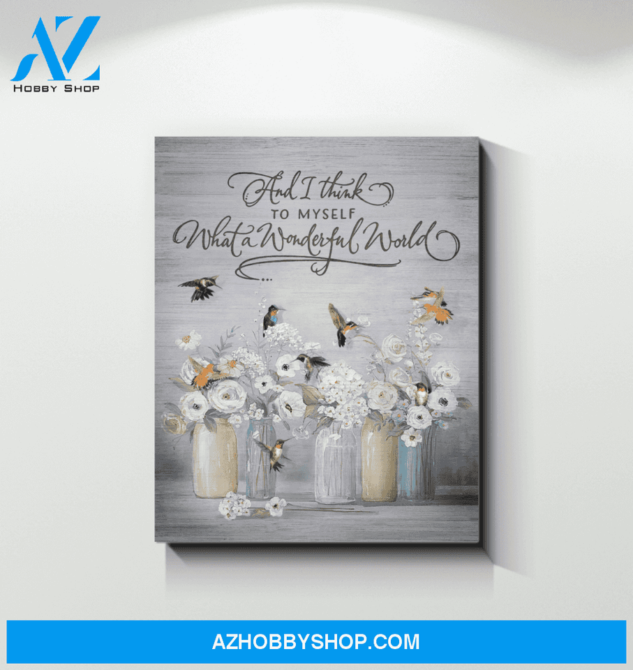 Hummingbird What A Wonderful World Canvas Wall Art
