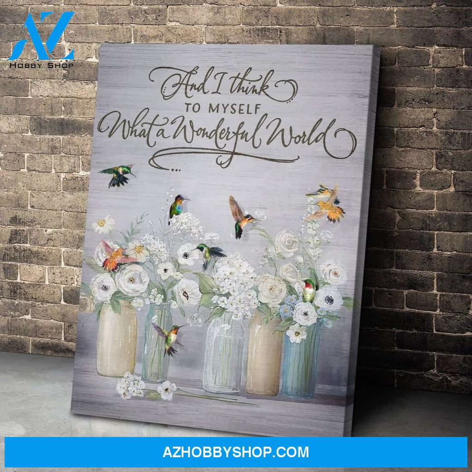 Hummingbird What A Wonderful World Canvas Wall Art