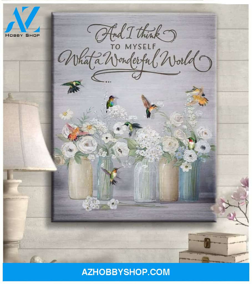 Hummingbird What A Wonderful World Canvas Wall Art
