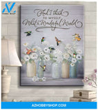 Hummingbird What A Wonderful World Canvas Wall Art