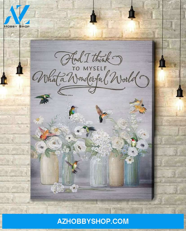 Hummingbird What A Wonderful World Canvas Wall Art