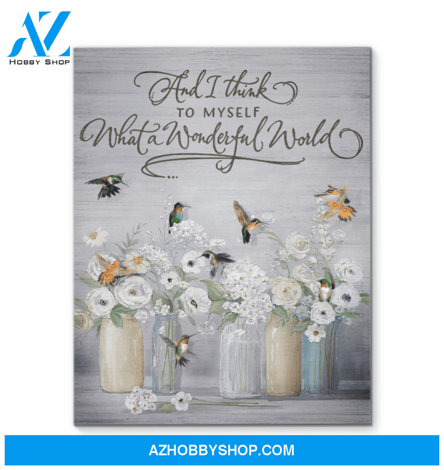 Hummingbird What A Wonderful World Canvas Wall Art