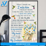 Hummingbird When I Simply Say I Miss Him Memorial Poster Canvas Wall Decor Visual Art