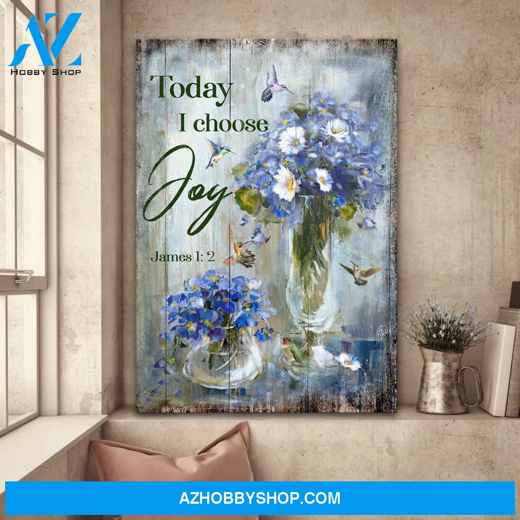 Hummingbird with blue flower - Today I choose Joy Jesus Portrait Canvas Prints - Wall Art