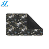 Hummingbird with Embroidery Themed Print Rubber Doormat