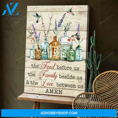 Hummingbird with flower jars - Bless - Jesus Portrait Canvas Prints - Wall Art