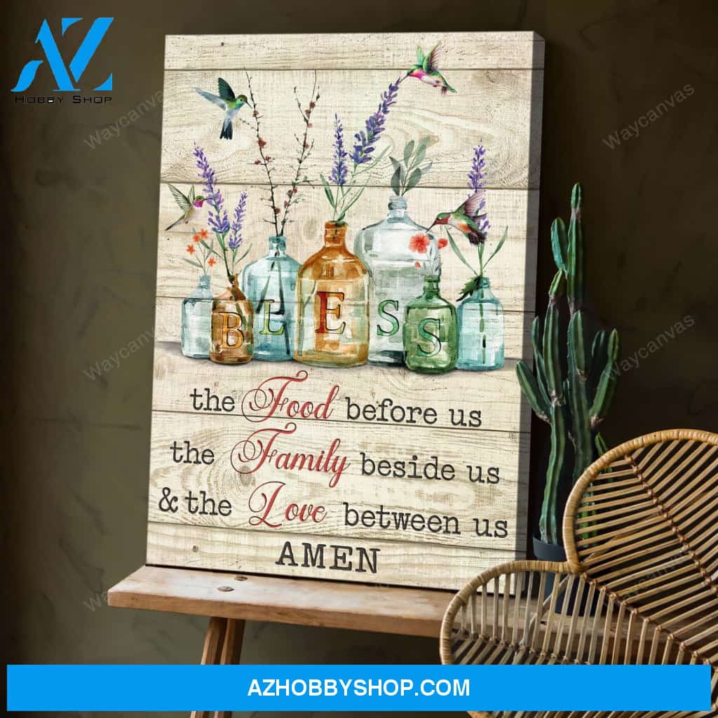 Hummingbird with flower jars - Bless - Jesus Portrait Canvas Prints - Wall Art