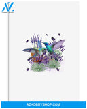 Hummingbird with lavender flower poster