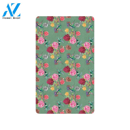 Hummingbird with Rose Themed Print Rubber Doormat