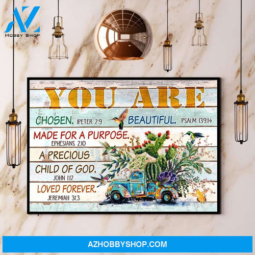 Hummingbird You Are Chosen Beautiful Made For A Purpose A Precious Child Of God Canvas And Poster, Wall Decor Visual Art