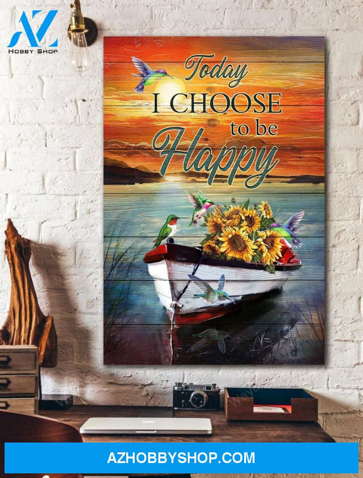 Hummingbirds and the sunflower boat - Today I choose to be happy -Jesus Portrait Canvas Prints, Wall Art