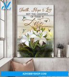 Hummingbirds and white lilies - Faith, hope, love - Jesus Portrait Canvas Prints - Wall Art
