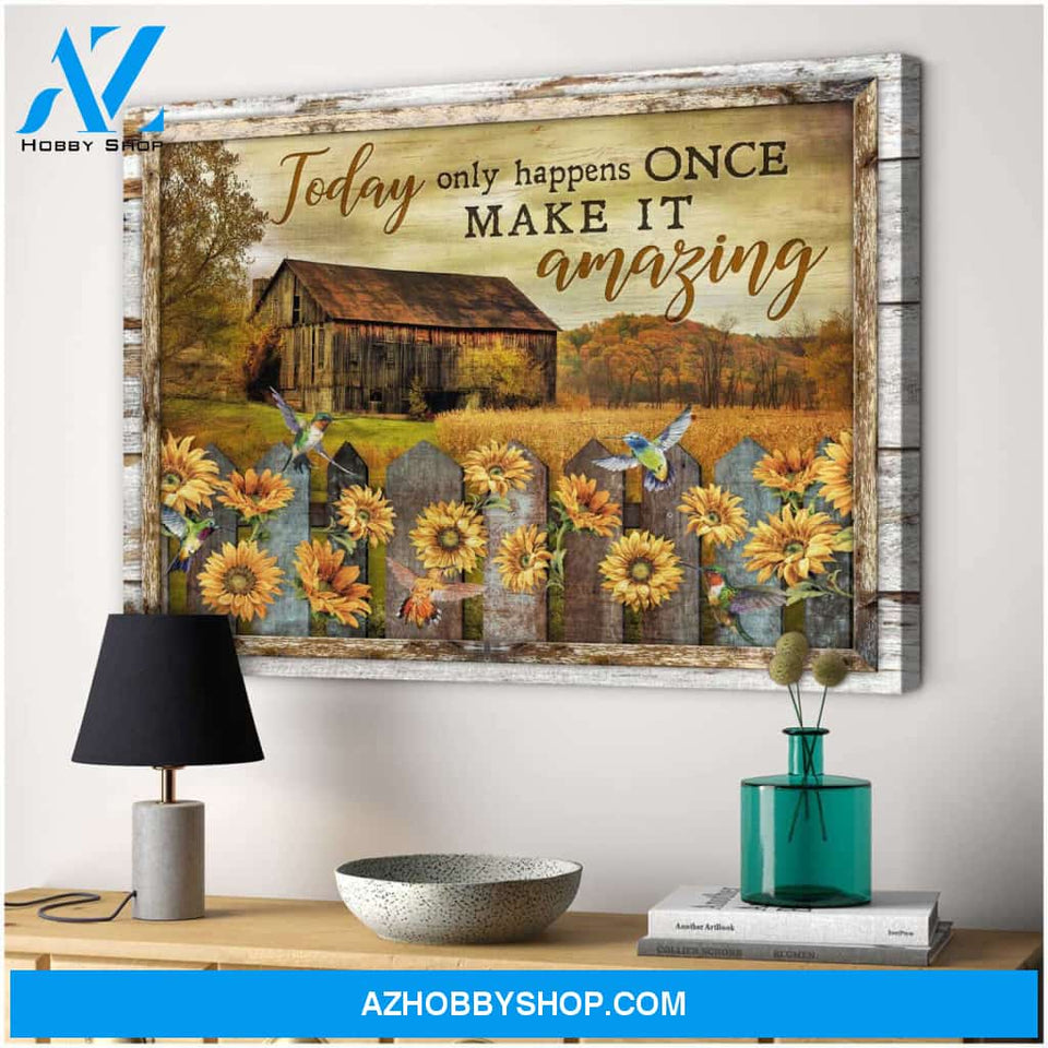 Hummingbirds Sunflowers Farmhouse Make It Amazing Poster Canvas Wall Decor Visual Art