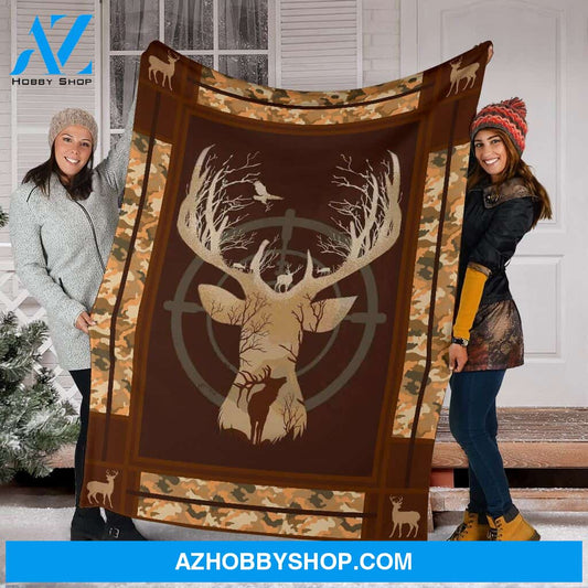 Hunting Camo Vintage Fleece Blanket