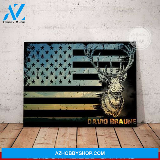 Hunting Deer Personalized Custom Flag Canvas – Canvas