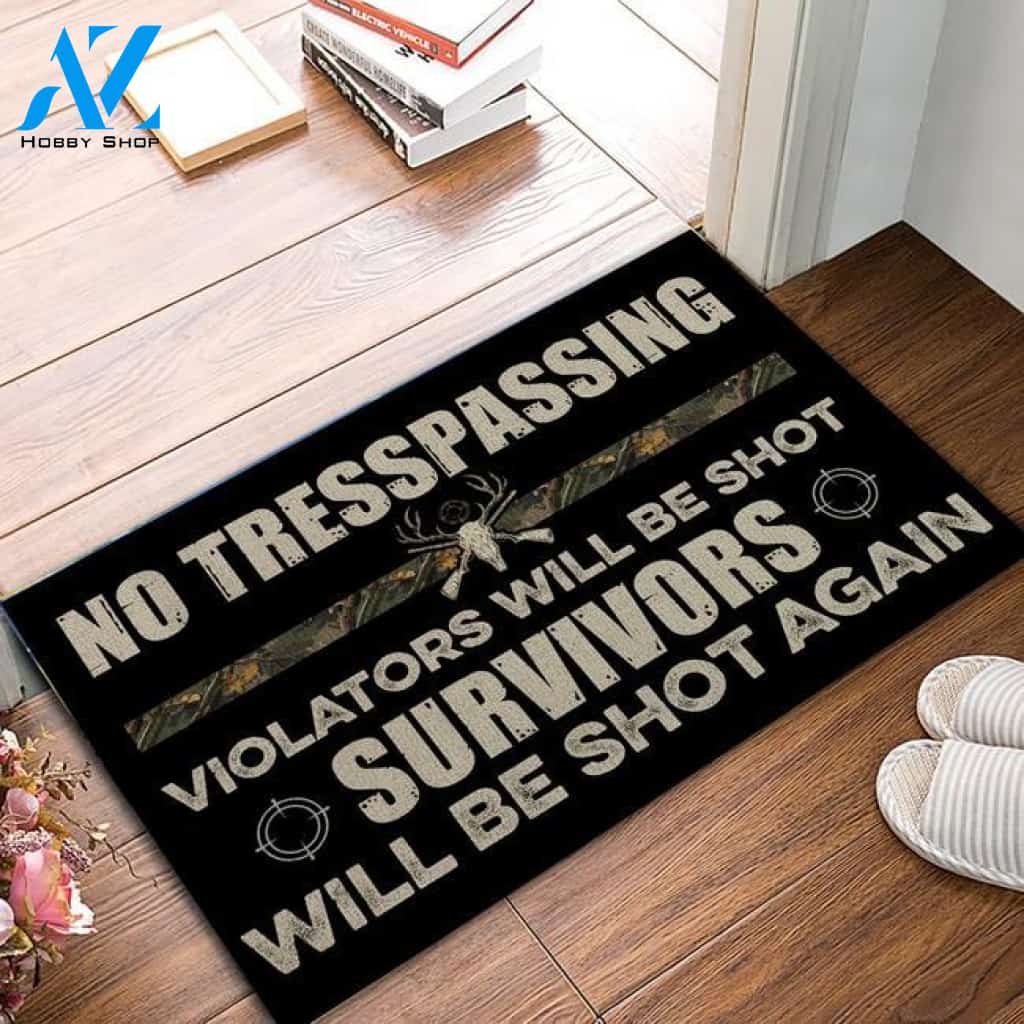 Personalized Name Family House Hunting No Trepassing Funny Indoor And Outdoor Doormat Gift For Hunting Lovers Birthday Gift Decor Warm House Gift Welcome Mat
