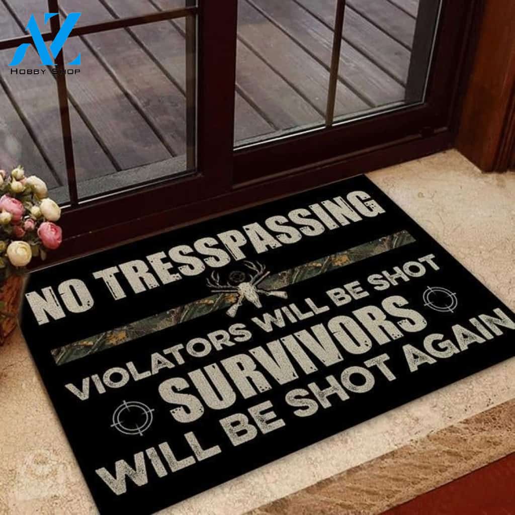 Hunting No Trepassing Funny Indoor And Outdoor Doormat Gift For Hunting Lovers Birthday Gift Decor Warm House Gift Welcome Mat