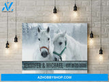 Husband and wife custom name and date - Horse couple - Personalized Canvas