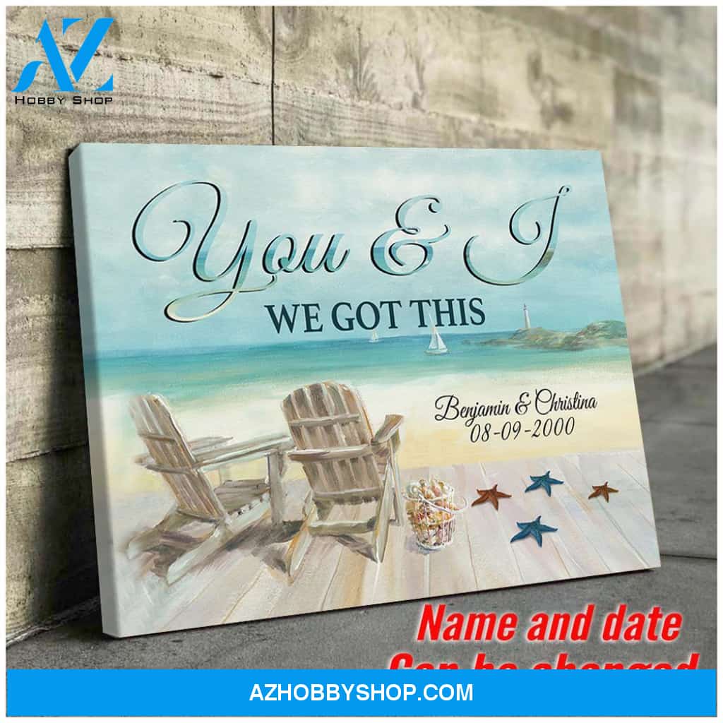 Husband and wife - You and I - Beach view - Personalized Canvas