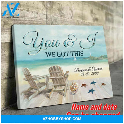Husband and wife - You and I - Beach view - Personalized Canvas