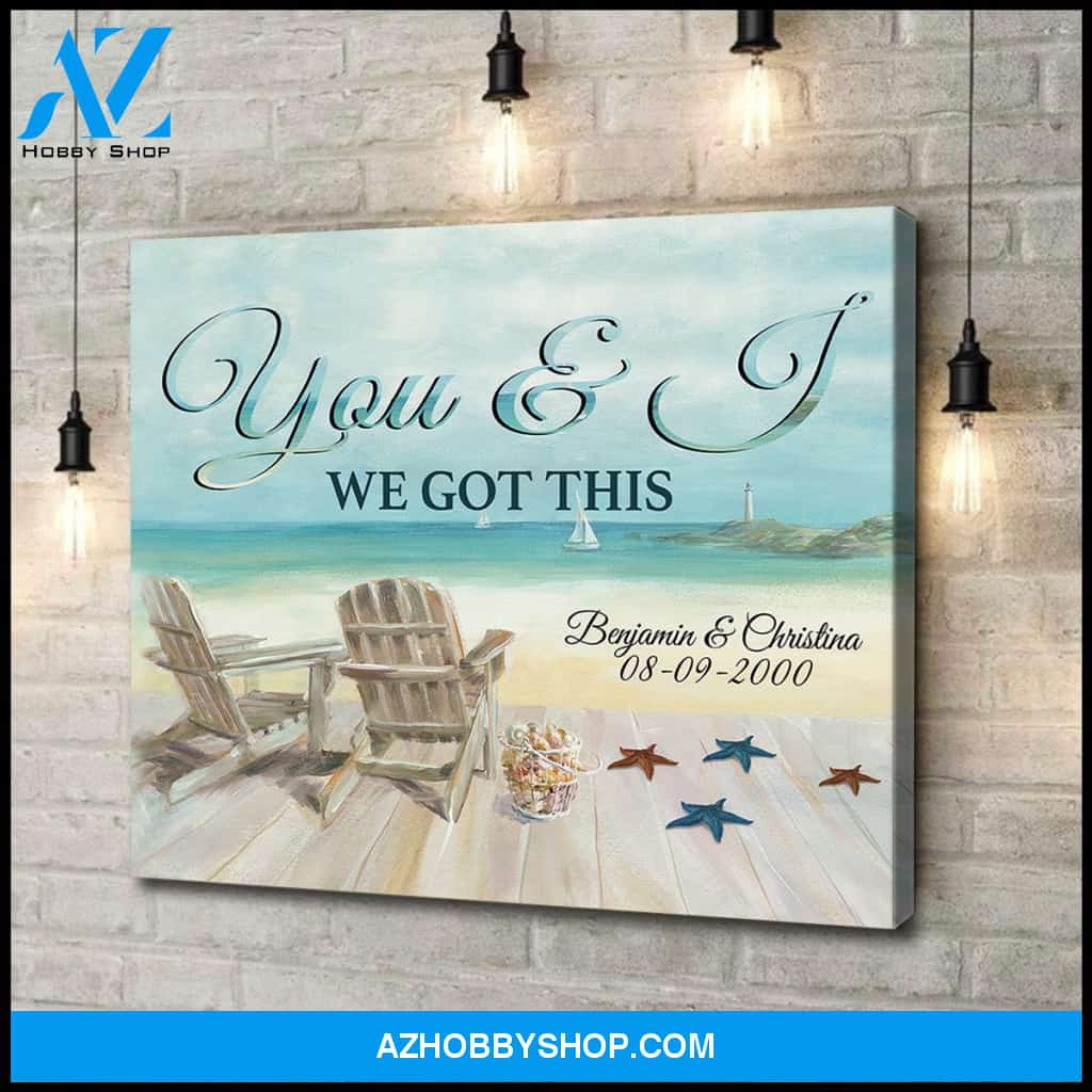Husband and wife - You and I - Beach view - Personalized Canvas