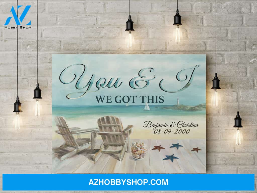 Husband and wife - You and I - Beach view - Personalized Canvas