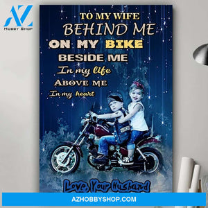 Husband to wife - Behind me biker poster - Gift for wife Gsge