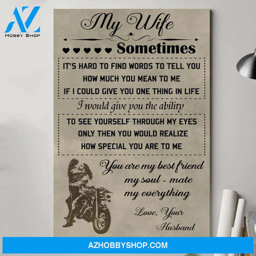 Husband to wife - Sometimes it's hard biker poster - Gift for wife Gsge