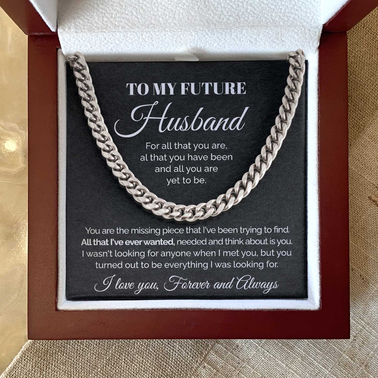 To my Future Husband - You are the missing piece - Cuban Link Chain Necklace Gift For Man Husband Gift For Birthday