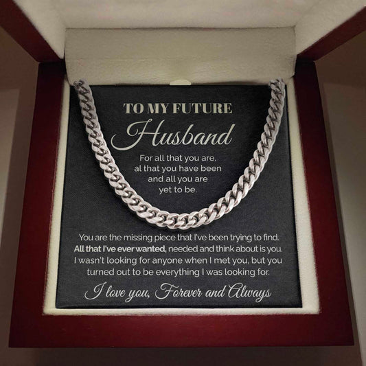 Pamaheart- To my Future Husband - You are the missing piece - Cuban Link Chain Necklace, Gift For Man, Husband, Gift For Birthday, Christmas
