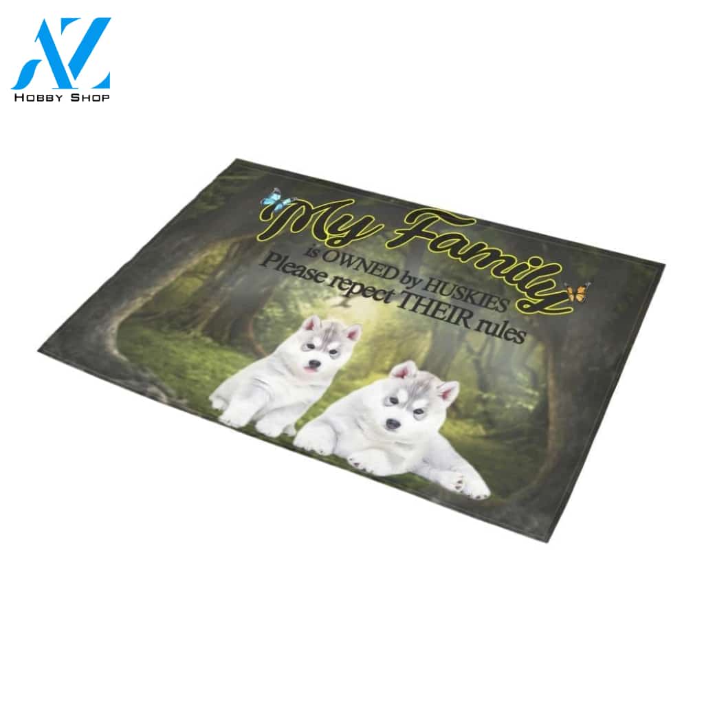 Huskies Respect Their Rules Doormat Indoor And Outdoor Mat Entrance Rug Sweet Home Decor Housewarming Gift Gift For Friend Family Stem Feminist