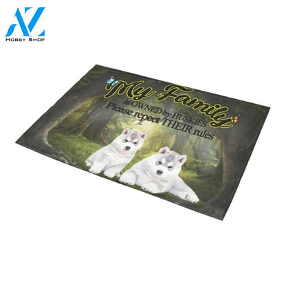 Huskies Respect Their Rules Doormat Indoor And Outdoor Mat Entrance Rug Sweet Home Decor Housewarming Gift Gift For Friend Family Stem Feminist