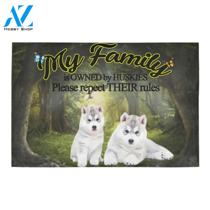 Huskies Respect Their Rules Doormat Indoor And Outdoor Mat Entrance Rug Sweet Home Decor Housewarming Gift Gift For Friend Family Stem Feminist
