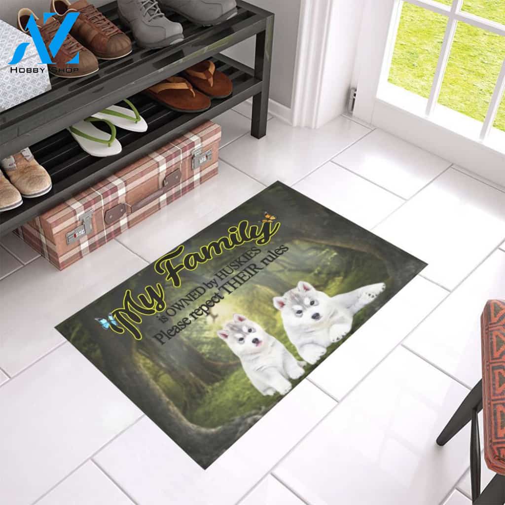 Huskies Respect Their Rules Doormat Indoor And Outdoor Mat Entrance Rug Sweet Home Decor Housewarming Gift Gift For Friend Family Stem Feminist