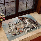 Jesus Surrounded By Huskies Doormat