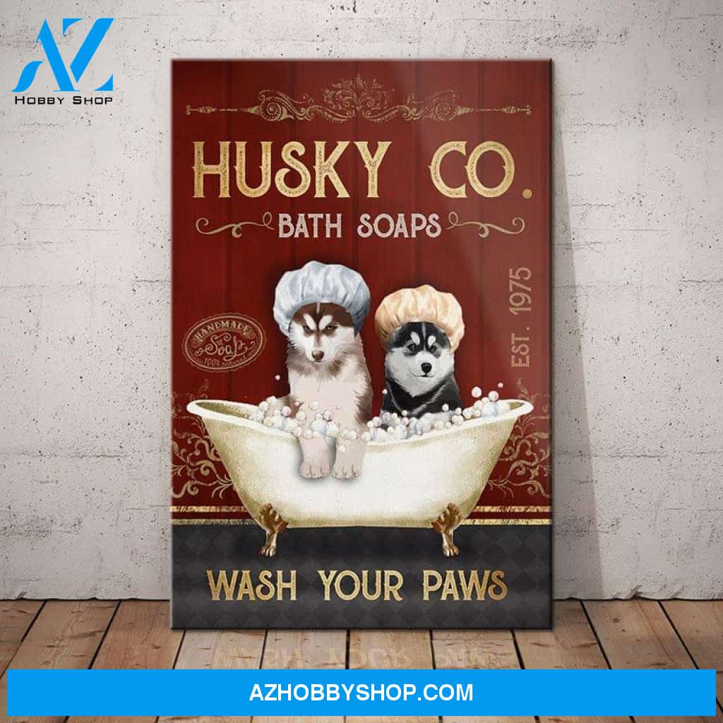 Husky Dog Bath Soap Company Canvas Wall Art, Wall Decor Visual Art