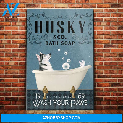 Husky Dog Bath Soap Company Canvas Wall Art, Wall Decor Visual Art