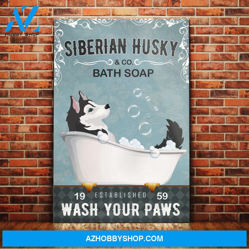 Husky Dog Bath Soap Company Canvas Wall Art, Wall Decor Visual Art