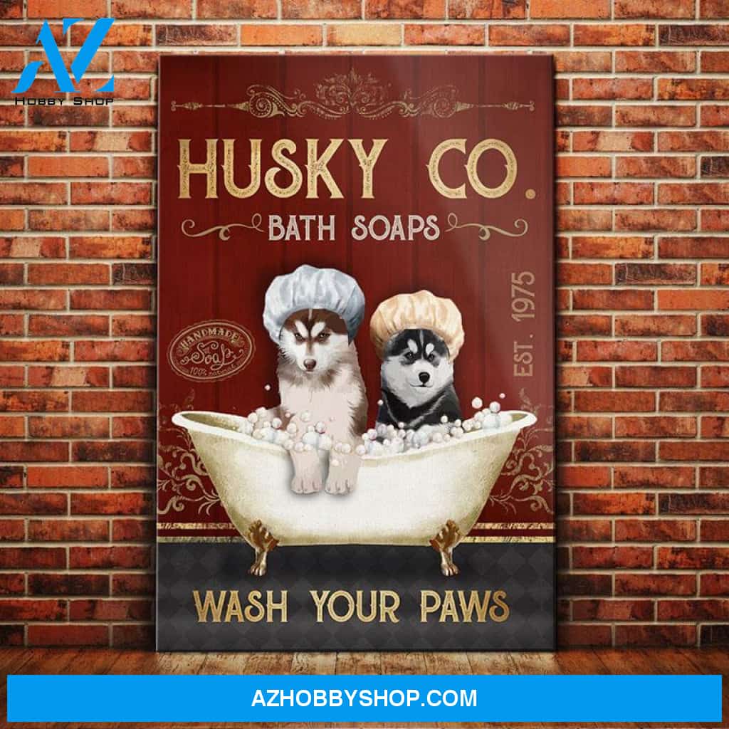 Husky Dog Bath Soap Company Canvas Wall Art, Wall Decor Visual Art