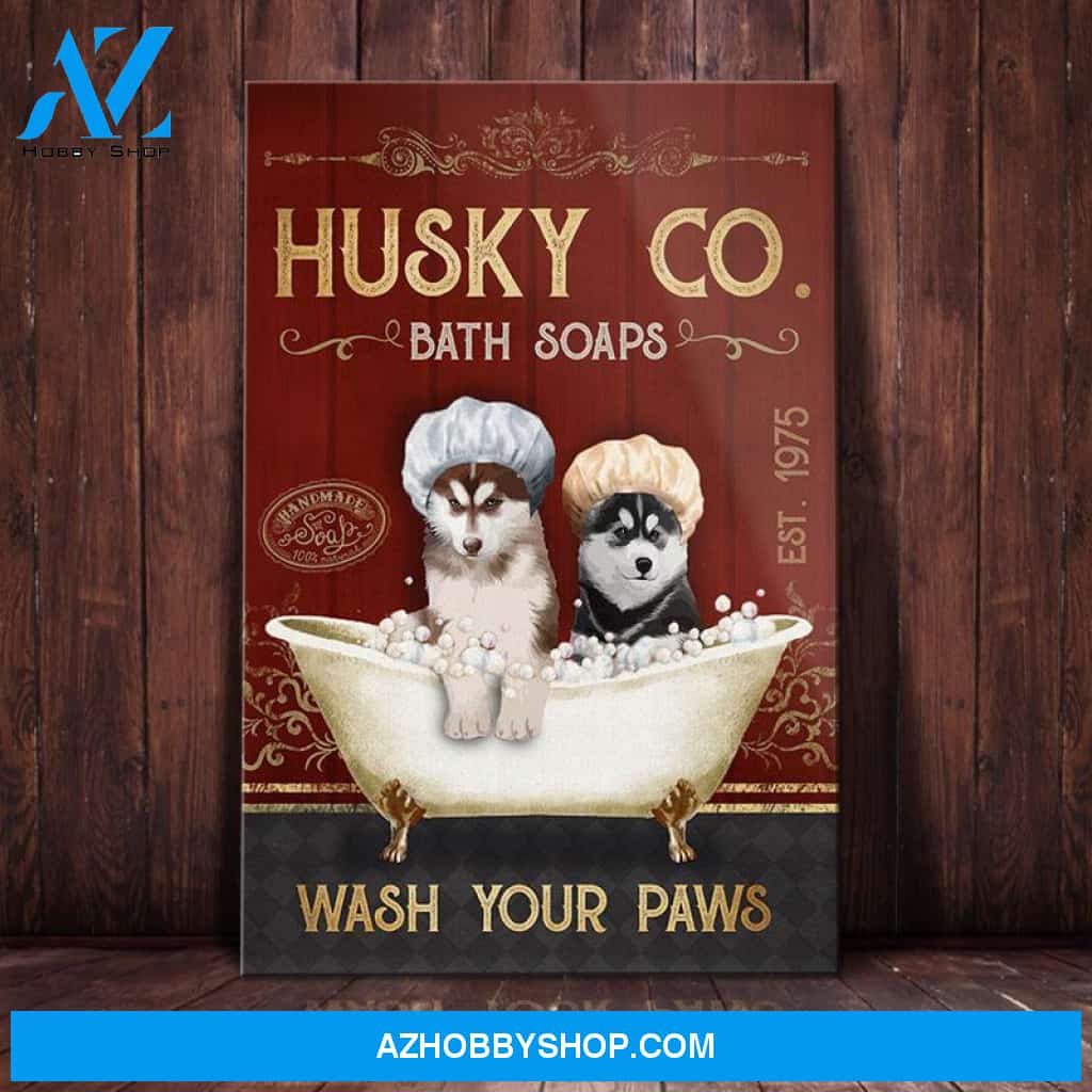 Husky Dog Bath Soap Company Canvas Wall Art, Wall Decor Visual Art