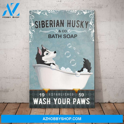 Husky Dog Bath Soap Company Canvas Wall Art, Wall Decor Visual Art