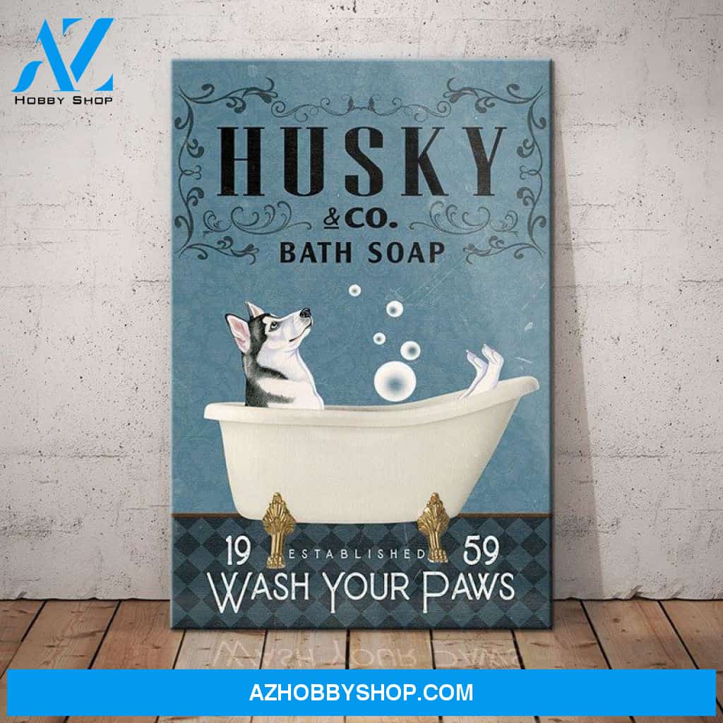 Husky Dog Bath Soap Company Canvas Wall Art, Wall Decor Visual Art