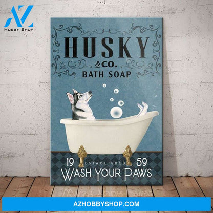 Husky Dog Bath Soap Company Canvas Wall Art, Wall Decor Visual Art